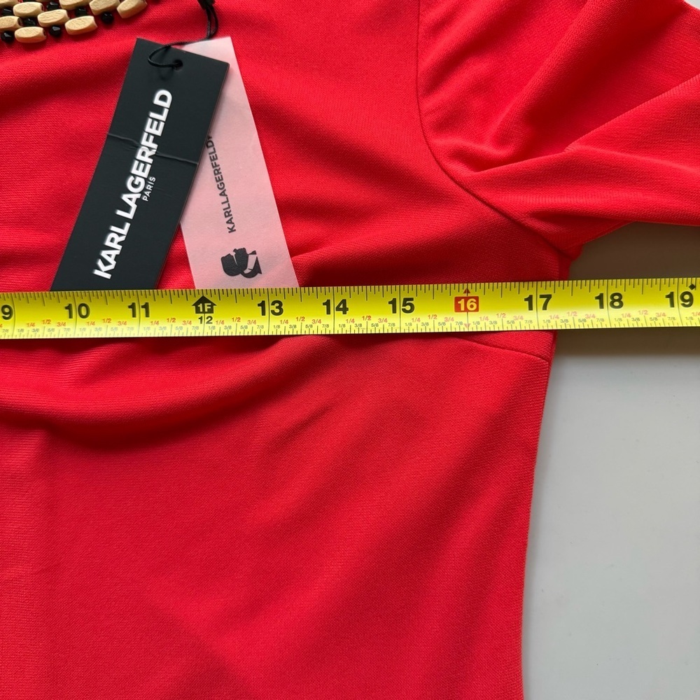 Karl Lagerfeld Paris Embellished Trim Shift Dress Red Size 4 - Picture 6 of 9